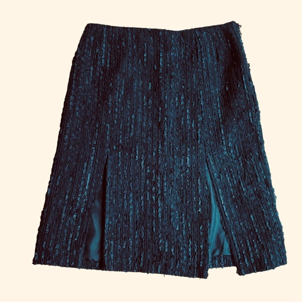 Douglas Hannant Textured Cashmere Black Pencil Skirt Size 6
